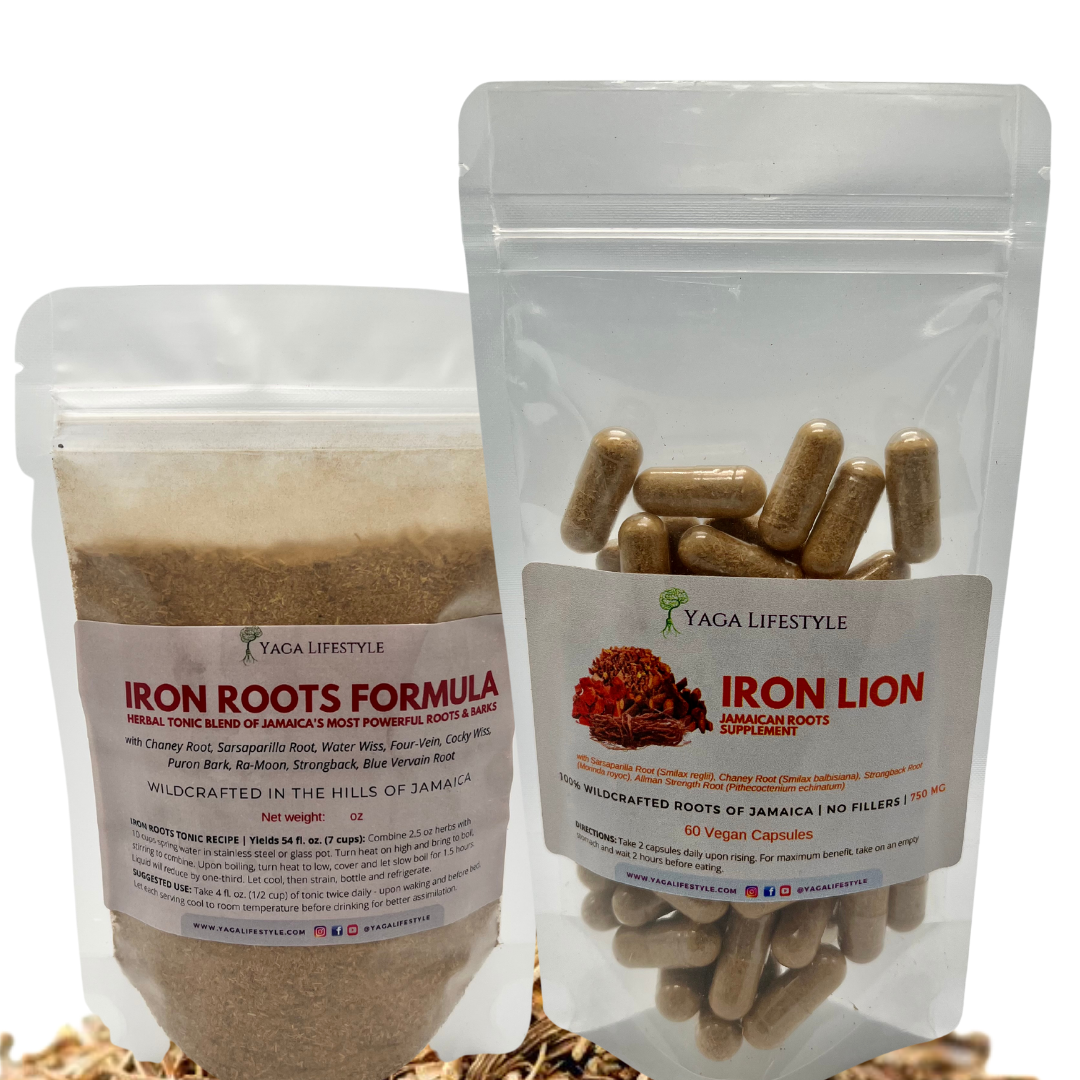 Iron Lion Capsules | Jamaican Roots Tonic Supplement with Sarsaparilla, Chaney Root (Cocolmeca), Strongback, Allman Strength